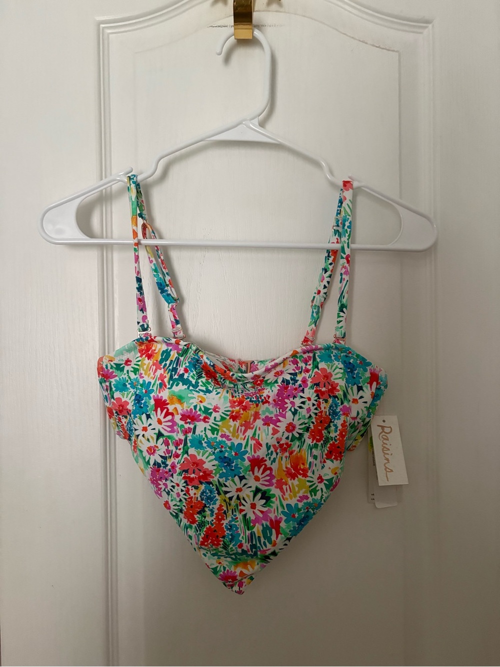 Raisins Floral Multicolor Bikini Top - White, Pink, Green, Blue, Orange
